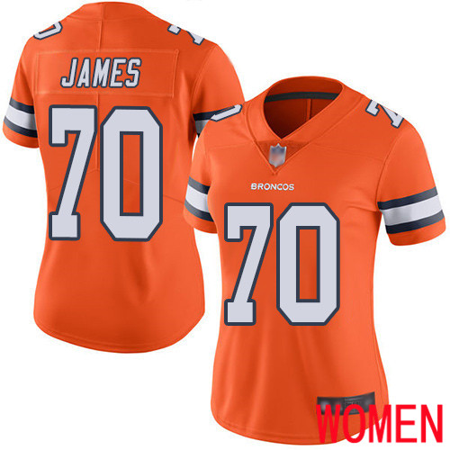 Women Denver Broncos 70 Ja Wuan James Limited Orange Rush Vapor Untouchable Football NFL Jersey